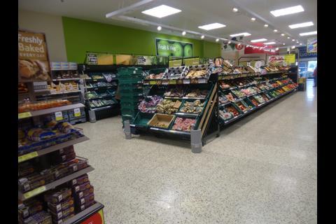 Green wall for the fruit and veg department mirrors the trial at the Tooley Street branch in London